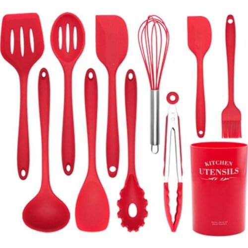 Kitchen Silicone Non-stick Cooking Spoon Spatula Ladle Egg Beaters Utensils Dinnerware Set Cooking Tools Accessories Supplies