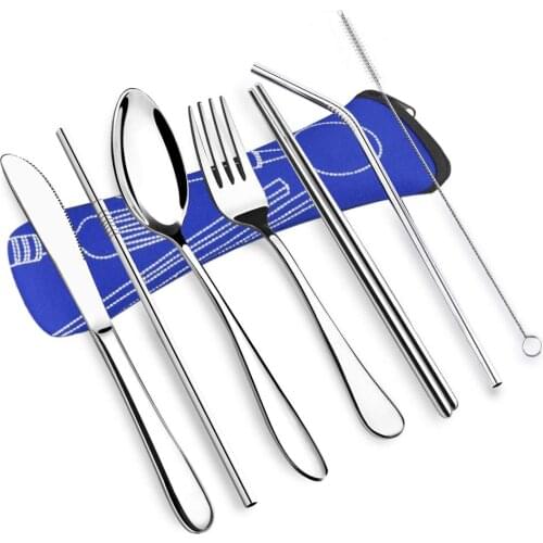 Lunch Cutlery Set Stainless Steel Spoon Fork Travel Dinnerware
