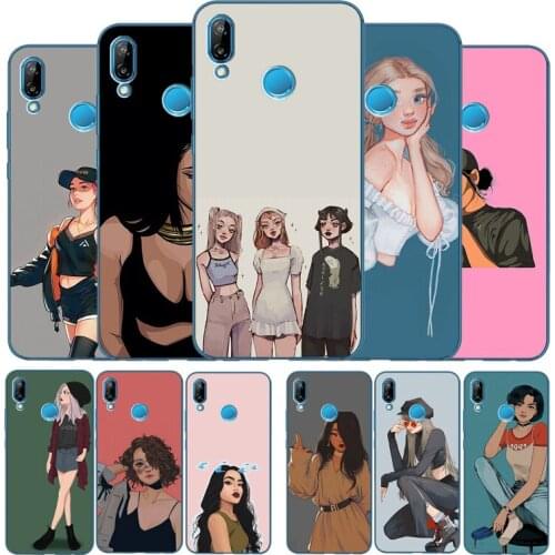 Pretty girl Soft Silicone Phone Case For Huawei P9 P10 P20 P30 P40 LITE P20 P30 P40 PRO P smart Y6 Y7 Y9 Prime nova 3i