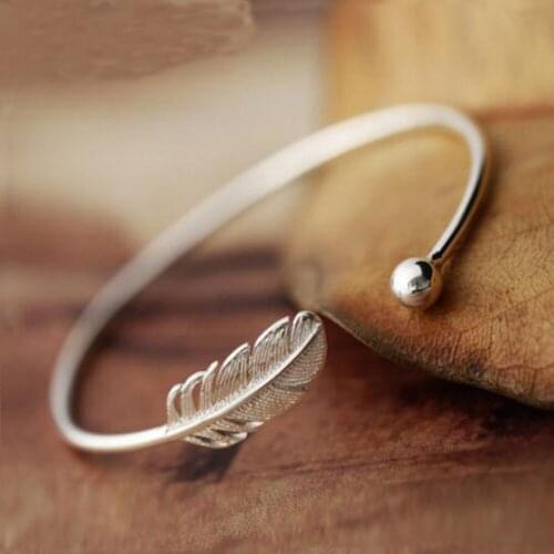 Fashion Jewelry Simple Feather Open Bracelet for Women Beach Bangle Pulseira Feminina Femme Jewelry Gift