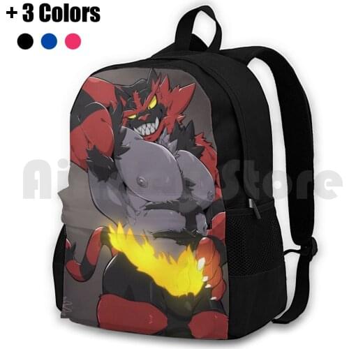 Incineroar Outdoor Hiking Backpack Riding Climbing Sports Bag Anthro Claws Black Fur Fangs Incineroar Muscular Muscular Male