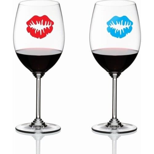 Set of 6pcs Reusable Silicone Lips Sticky Wine Glass Charm Tags Markers