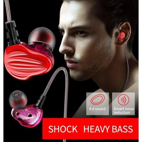 Fonge F6 Earphone Dual Driver Super Bass Headset with Mic Sport HIFI Stereo Earbuds four core dual coil earphones UM