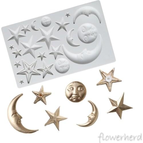 New 3D Pentagram Moon Shape Silicone Mold Handmade DIY Chocolate Mold Cake Decoration Baking Tools Kitchen Supplies Soap Mold