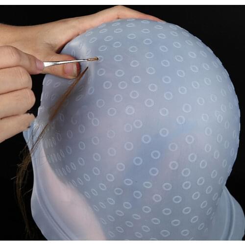 New Portable 1Set Silicone Reusable Hair Colouring Highlighting Dye Cap With Hooks Frosting Styling Professional Tools
