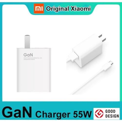 Original Xiaomi Mi GaN 55W Travel Charger USB Smart Output PD Quick Charge 5V9V=3A 11V=5A 20V=2.5A For Smart Phone For Xiaomi 11