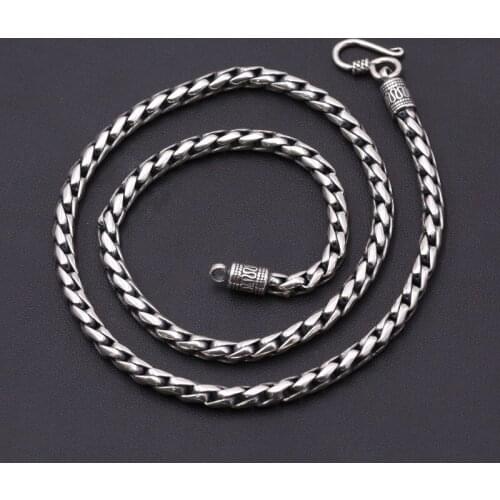 Fashion S925 Sterling Silver Retro Thai Silver Vintage Punk Style Custom Made Jewelry Chiang Mai Handmade Necklace Men And Women