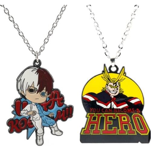 My Hero Academia Necklace Cartoon Anime All Might Todoroki Shouto Figure Necklace Metal Enamel Charm Pendant Chain Necklace