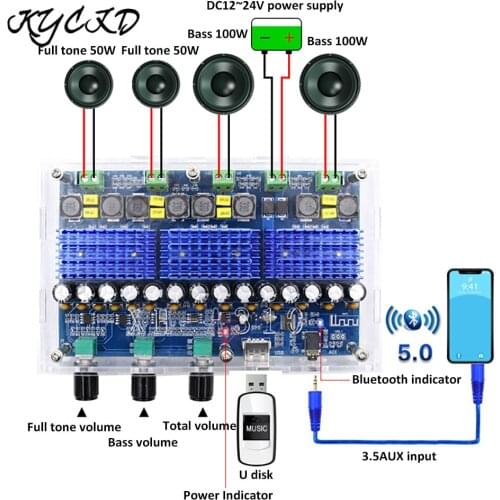 TDA3116D2 Bluetooth Amplifier Board 50W*2+100W*2 Digital Power AMP Stereo Audio Bass Subwoofer Volumn Control For Home Theater