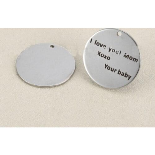 20pcs/lot 25mm Stainless Steel Mothers Day Gifts Charms Engrave "I love you! Mom Xoxo Your baby " Never Fade