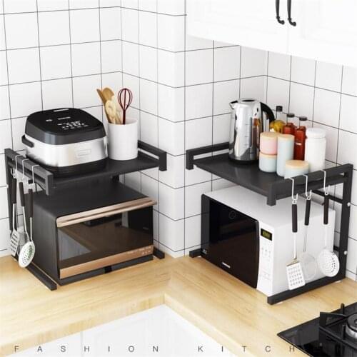 Kitchen Shelf Home Organizer Microwave Oven Stainless Steel Rack White Black Storage