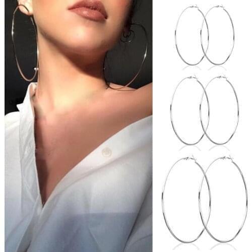 30/40/50/60 mm Punk Earrings For Women Fashion Jewelry 2020 Trend New Female Korean Drop Unusual Stainless Steel Earrings