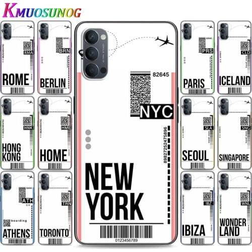 Silicone Cover First Class Plane Ticket for OPPO Reno 4 3 Pro 10X Zoom 2 Z F ACE X2 Pro 5G A5 A9 2020 Phone Case