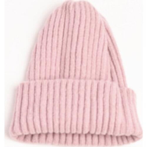 Hat Female Autumn And Winter COUPLES Versatile Wool Cap Mens And Womens Korean Simple Solid Color Knitted Hat-Style Warm Pull