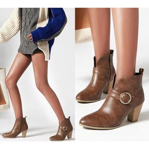 Zapatos De Mujer 2021 Fashion Leather Winter Boots Women High Heels Sexy Retro Zip Platform Booties Woman Plus Size 47 506