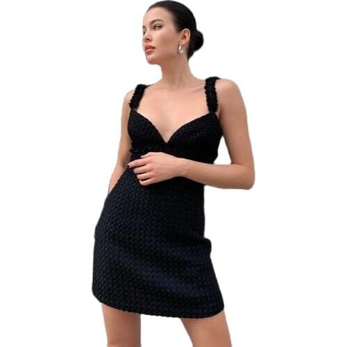 Womens short skirt solid color suspender mini dress patchwork V-neck Sexy evening party elegant 2021 female autumn and winter