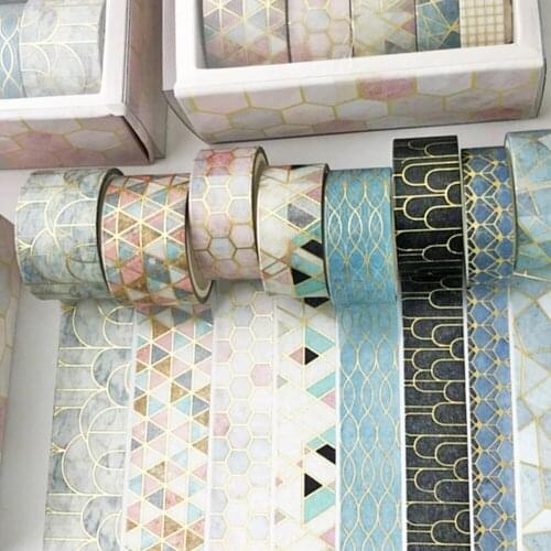 10 Pc/Set Cute Adhesive Black Gold Washi Tape Vintage Galaxy Masking Tape Decor Tape Sticker Diary Scrapbooking Album Stationery