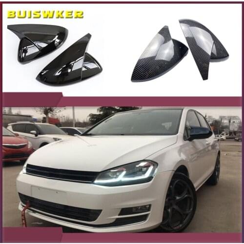 2 pieces for VW Golf 7 MK7 7.5 GTD R GTI Touran L E-GOLF Side Wing Mirror Cover Caps Bright Black RearView Mirror Case Cover