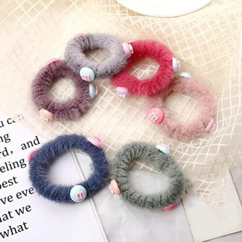2020 2021 Plush Fur Hair Rope Basic Elegant Elastic Hair Rubebr Bands Ponytail Holder Hair Ropes Lady Hair Accessories for Girl