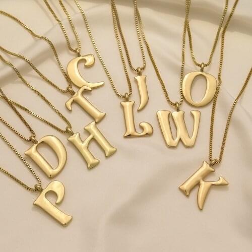 2021 Must Have Daily Basic Necklace Gold Color Box Chain 26 Letter Necklaces Womens Bold Artistic Minimal Initial Necklaces