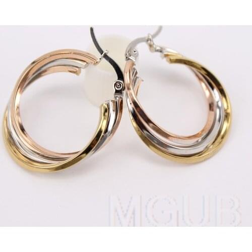 5mm line width 25mm New line 3 colors Leisure sport Womens stainless steel jewelry birthday gift earrings retail LH969