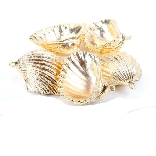 Gold plating Aquarium Beach Nautical DIY Shells Colorful Natural Seashells Decorations Scallop Shells Crafts Decor Ornament 5Pcs