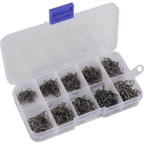 500pcsHigh Carbon Steel Fish Hook Set Barbed Fishhooks Worm Pond Fishing Bait Holder Jig Hole Accessories