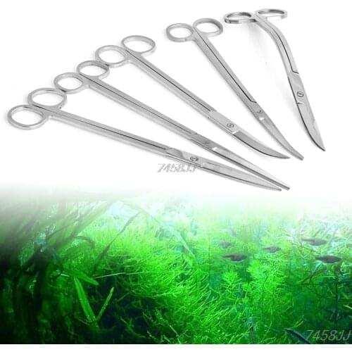 Aquarium Stainless Steel Plant Trim Sharp Straight & Curved Spring Scissors 10in G03 Drop ship