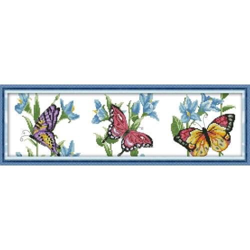 Butterflies flying cross stitch kit aida 14ct 11ct count print canvas stitches embroidery DIY handmade needlework