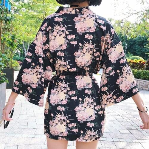 Bebovizi Floral 2020 New Summer Japanese Fashion Women Harajuku Cardigan Kimono Blouse Tops Casual Beach Kimonos Robe Clothes