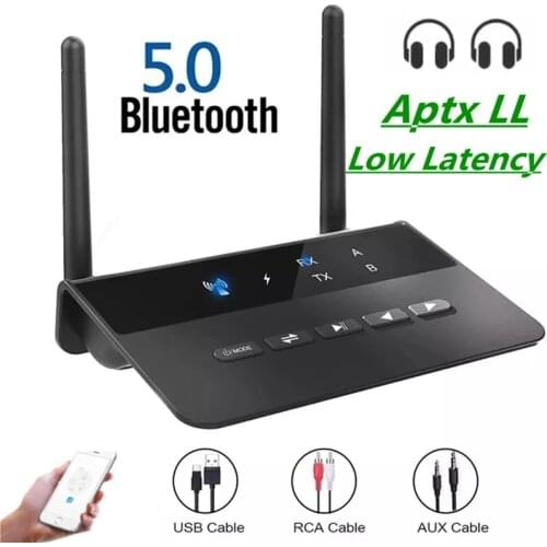Bluetooth-compatible Audio Transmitter Receiver AptX HD LL Low Latency Wireless Adapter RCA SPDIF 3.5mm Aux Jack For TV PC Car
