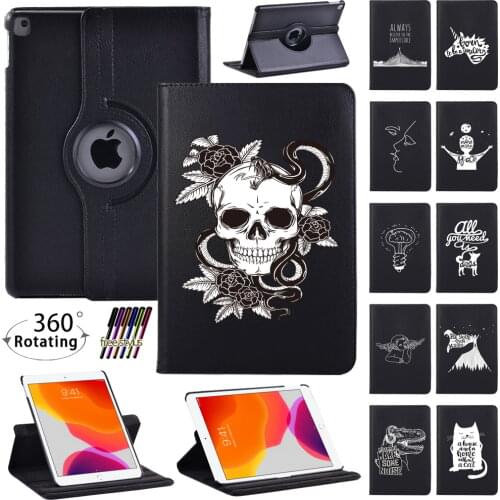 360 Rotating Cover for Apple IPad Mini 1/2/3/4/5Gen/iPad 2/3/4/5/6/7/8 Gen Tablet Pu Leather Case + Pen