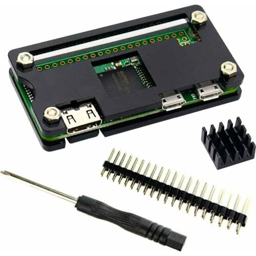 Raspberry Pi Zero W Black Case with GPIO Header Pins and Heat Sink