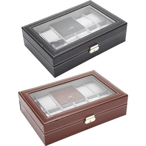 PU Leather Watch Display Case Watch Organizer Watches Storage Case for Men Women Birthday Presents Fathers Day Gifts