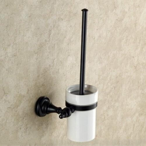 Toilet Brush Holder Wall Mounted Oil Rubbed Bronze Bathroom Toilet WC Scrub Bath Cleaning Brush Holder Set KD610