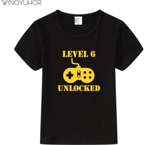 Level 6 Unlocked Video Games Kids Boys Girls Casual T-shirt Summer Short Sleeve Tops Funny Birthday Gift Tee Shirt Children