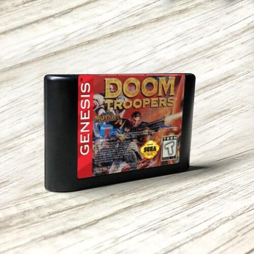 Doom Troopers - USA Label Flashkit MD Electroless Gold PCB Card for Sega Genesis Megadrive Video Game Console