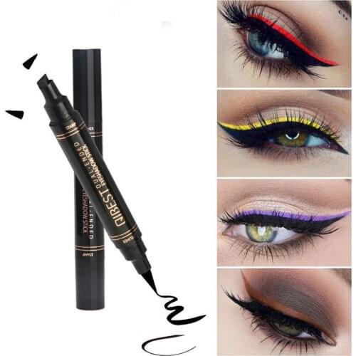 Two-headed stamp liquid eyeliner waterproof eyeliner 12-color quick-dry make-up