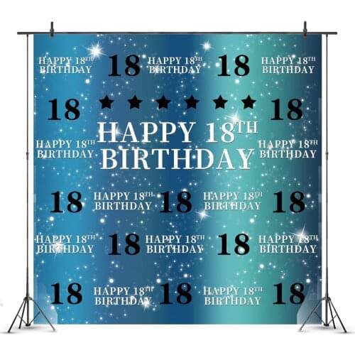 Blue 18th Photography Backdrop Girls Boys Happy Birthday Party Balloon Photo Background Studio Prop Booth Decoration