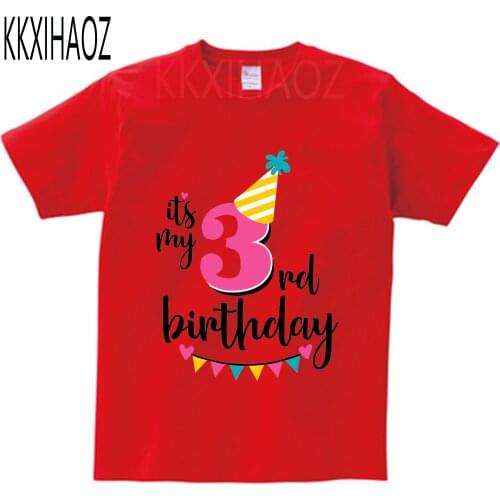 3~14 Y Birthday Girls T-Shirt Boys Short Sleeve t shirt Tops Kids children Printing Clothes Number 3~4th Christmas Party Wear