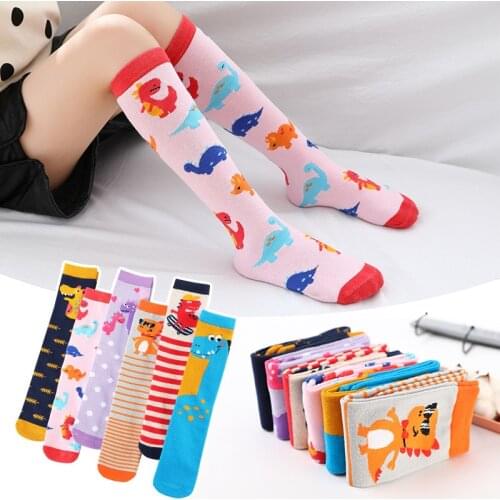 Cotton Knee High Socks For Kids Girls Cute Cartoon Unicorn Princess Long Socks 1 Pair Children Toddler Socks Spring Summer