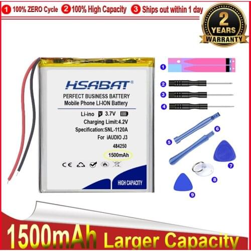 HSABAT 0 Cycle 1500mAh Battery for COWON iAUDIO J3 High Quality Replacement Accumulator