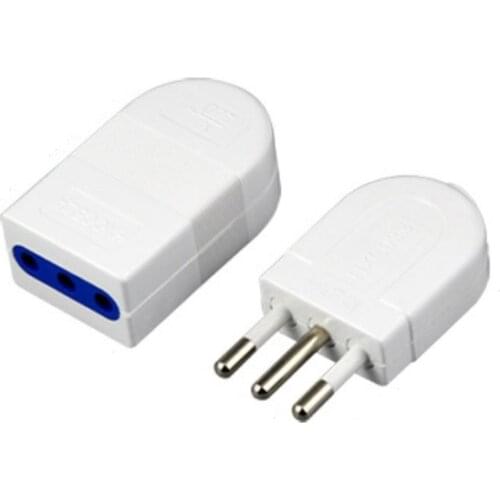 Italian standard 10A small Italian power plug male socket female socket 3 round pin Converter Adaptor detachable Italy plug