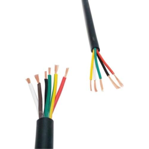 22 AWG 0.3MM2 RVV 2/3/4/5/6/7/8/10/12/14/16/18 Cores Pins Copper Wire Conductor Electric RVV Cable Black