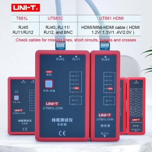 Cable Tester LAN Auto Network UNI-T UT681L UT681C UT681HDMI Ethernet Telephone BNC HDMI Repair Tool LED Network Line Checker