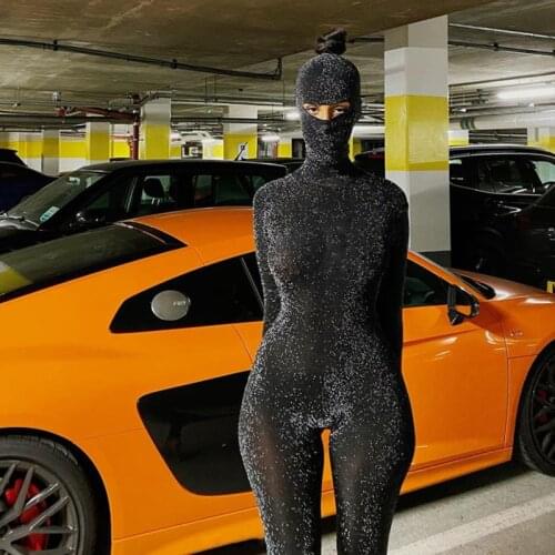 Molly Shiny Outstanding Bodycon Hooded Jumpsuit Women Long Sleeve Sexy Backless Fashion Streetwear Skinny Slim Female Overall