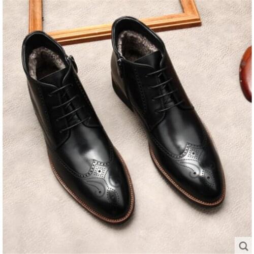 Leather Bullock thermal boots, leather high tops, pointed short boots, Cowhide Chelsea boots