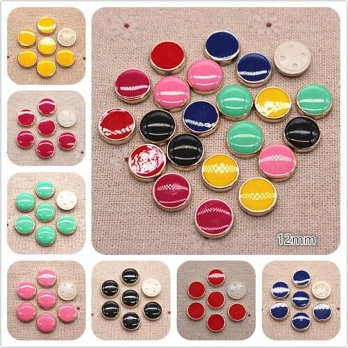 50PCS 12mm Mix Colors Resin Golden Circle Plastic Round Flatback Button Home Garden Crafts DIY Hair Clips Scrapbook