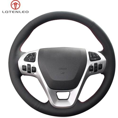 LQTENLEO Black Artificial Leather Car Steering Wheel Cover For Ford Explorer 2011-2019 Taurus Flex 2012-2019 Edge 2011-2014