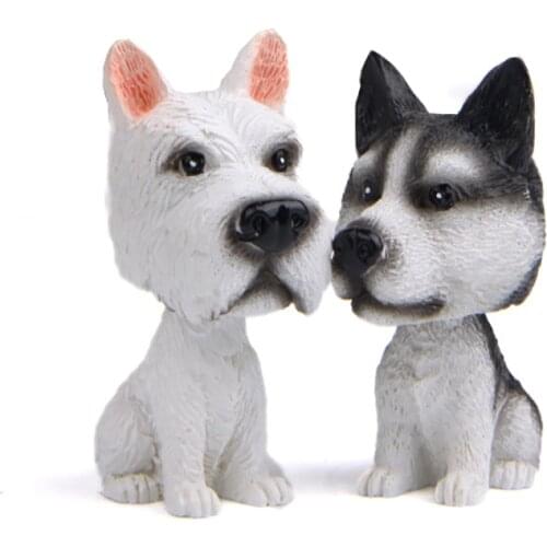 Mini 3D Puppy Car Dashboard Decor Toys In Car Ornaments Nodding Shaking Head Dog Bobblehead Husky Cute Auto Accessories Interior